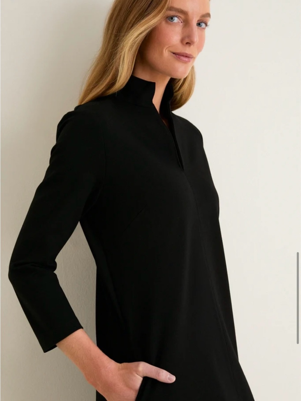 Tuckernuck Black Shift Dress with Mandarin Collar